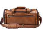 Leather Duffle Bag With Shoe Compartment - Brown