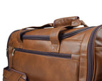 Leather Duffle Bag With Shoe Compartment - Brown