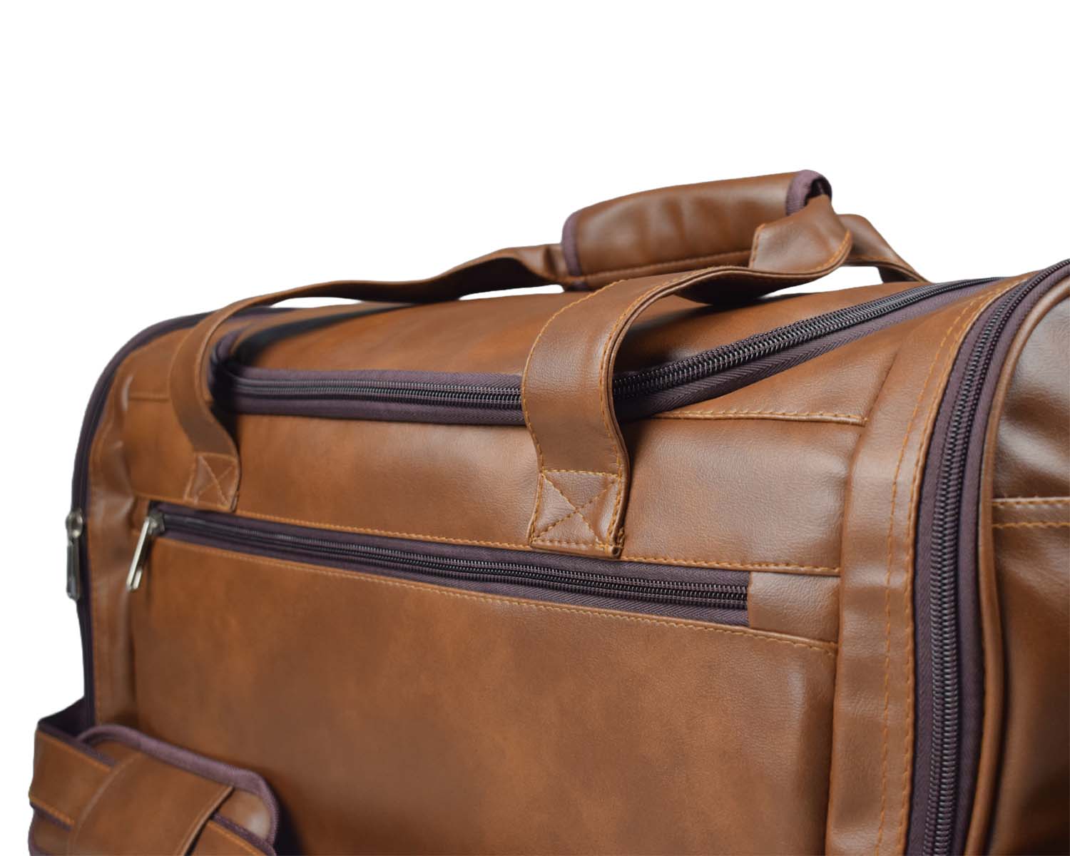 Leather Duffle Bag With Shoe Compartment - Brown