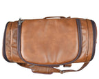 Leather Duffle Bag With Shoe Compartment - Brown