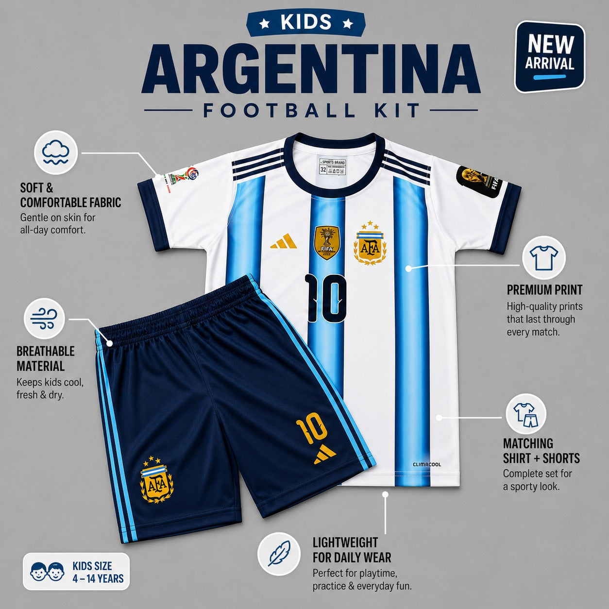 Argentina - World Cup Home Kits for Kids