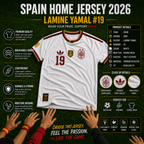 Spain Home Jersey 2026 White | Lamine Yamal #19 Football Shirt | Premium Quality | Climacool Edition