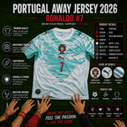 Portugal 2026 Away Football Jersey – Cristiano Ronaldo #7 | Premium Quality
