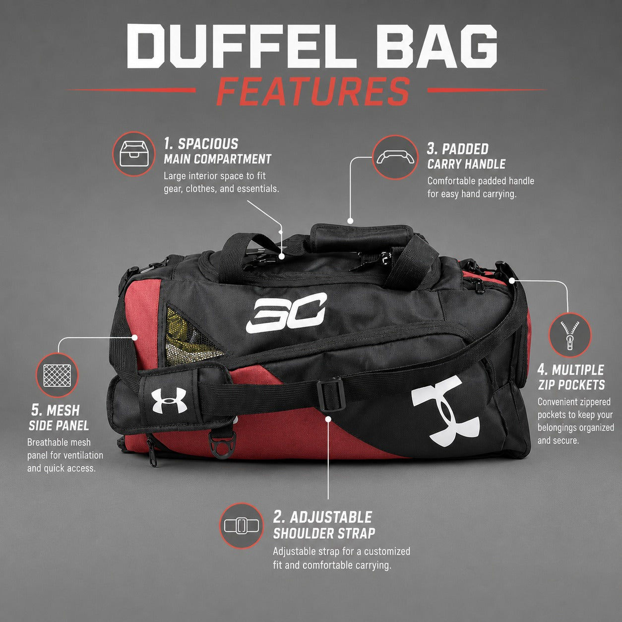 Under Armour Storm 3D Club Bag - Black/Maroon