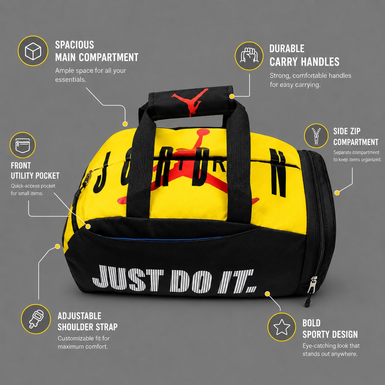 Jordan 2 in 1 Backpack & Duffel Bag - Yellow n Black