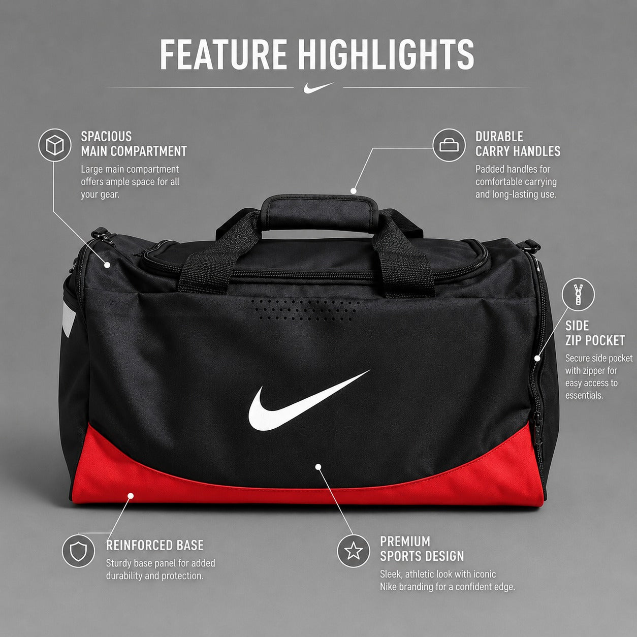 NK Sports Bag Brasilia Training Bag - Black & Red