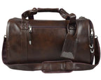 Leather Duffle Bag With Shoe Compartment - Dark Brown