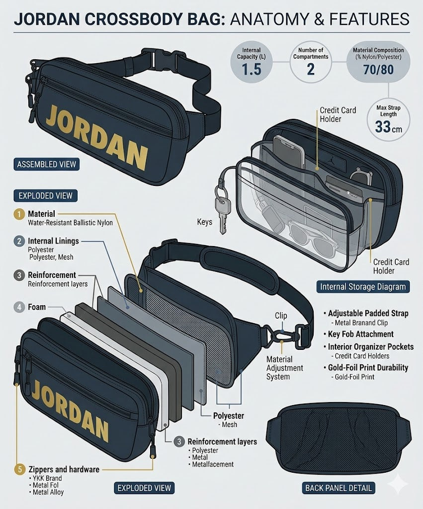 Jordan Waist & Cross Body Bag - Blue and Black